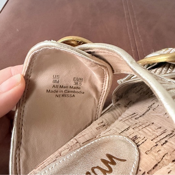 Sam Edelman Nerissa Sunny Gold Raffia Platform Slide Sandal Size 8 - Picture 5 of 7